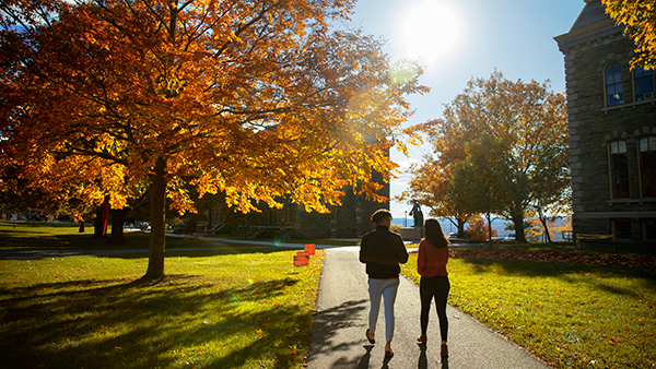 Fall colors pop across campus as students enjoy a warm fall afternoon.