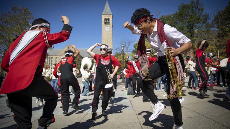 Students from the band dancing.